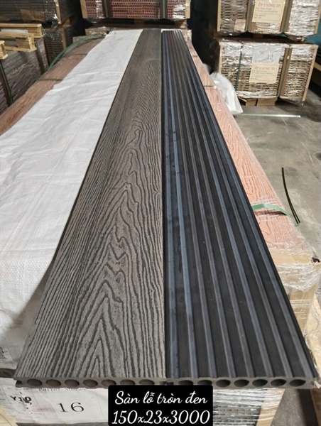 SÀN NGOÀI TRỜI LỖ TRÒN 3D (150x23x3000MM) - EĐEN