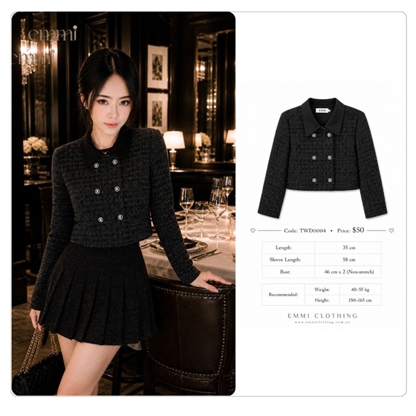 Black Collar Tweed Jacket