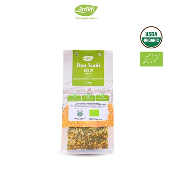ABO Đậu Xanh Hữu Cơ - Hạt Vỡ (200g)
