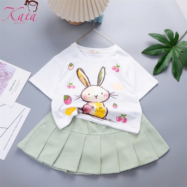 BV KAKI XẾP LY THỎ DÂU SIZE 4-14,R6