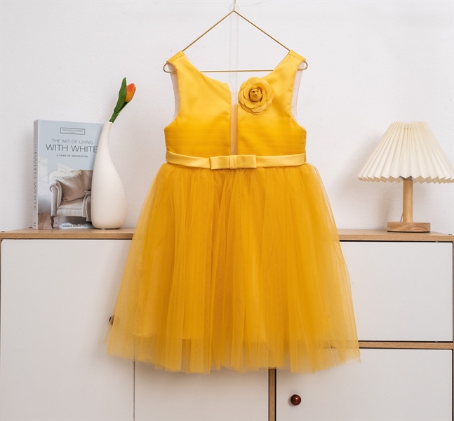 Đầm Bé Gái Công Chúa Hoa Hồng Voan Xòe Size 4-14 Cho Bé 12-35kg
