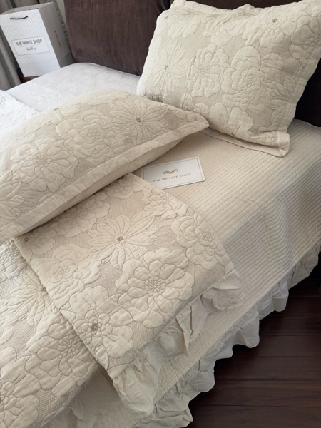 Bộ ga "Phù hoa" | Cotton Linen - Chần full, Vỏ chăn chần 200x230 cm , Hoa to - HM03