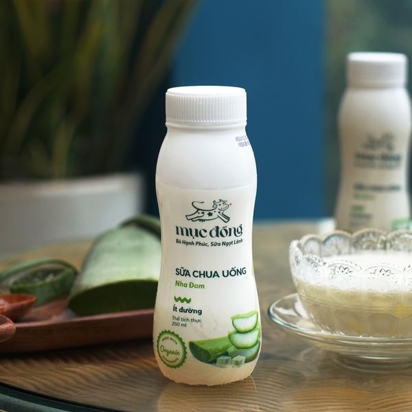 Sữa chua uống nha đam ít đường organic 250ml mục đồng