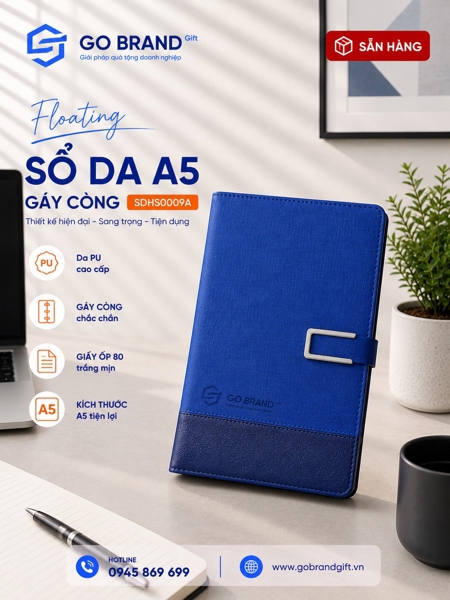 Sổ còng 2 khúc tai nam châm màu xanhh SDHS0009A