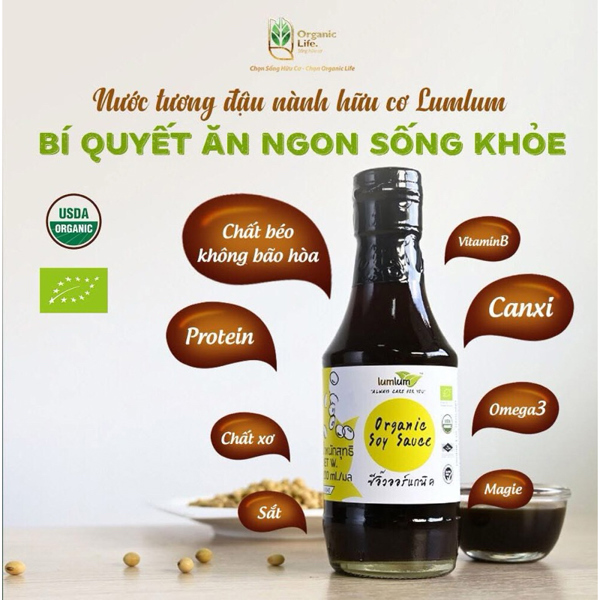 Nước tương đậu nành hữu cơ 200ml - Lumlum