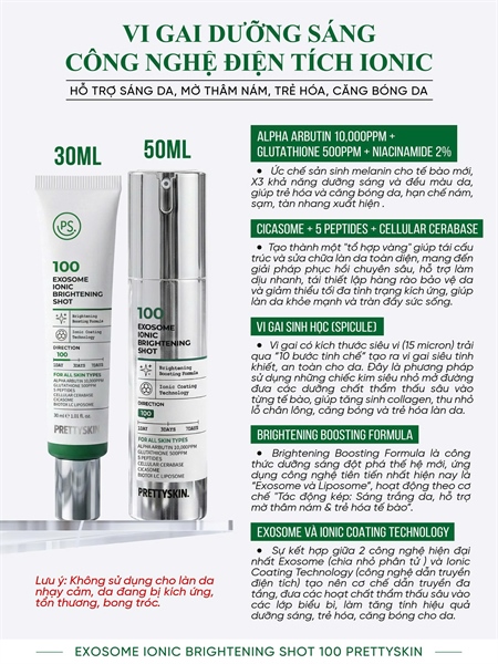 (VAT) Vi gai cấy sáng Exosome ionic brightening shot 100 PrettySkin - 50ml