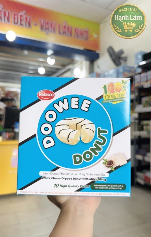 Hộp 10 cái bánh Donut Doowee 290g ( Socola trắng )