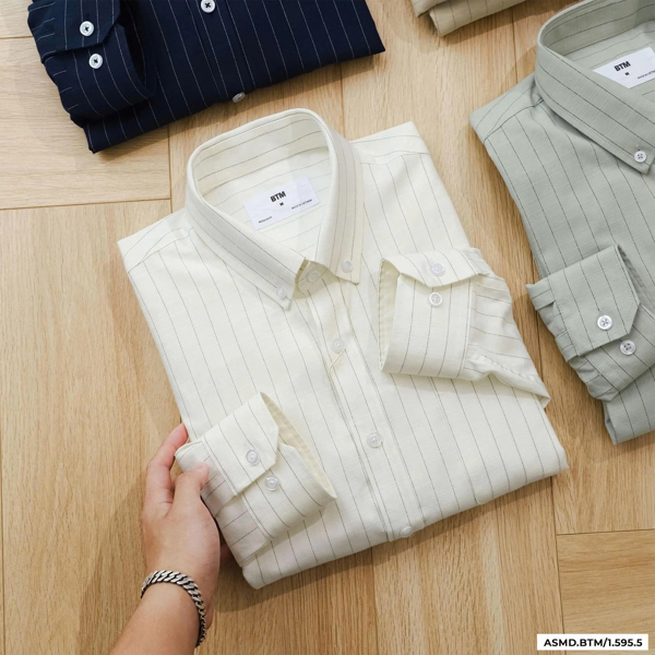 Áo Sơ mi Button Down Oxford sọc dọc vừa vặn SM535