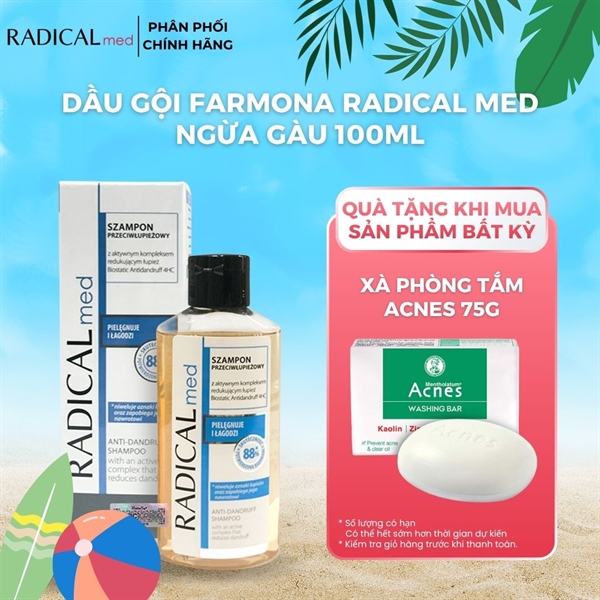 Dầu Gội Đầu Farmona Radical Med Anti Dandruff Shampoo Làm Sạch và Giúp Ngăn Ngừa Gàu