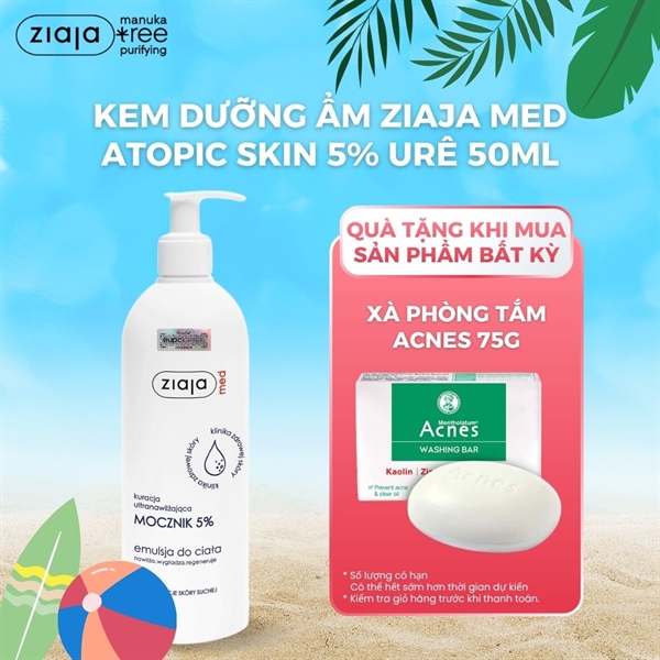 Nhũ Tương Dưỡng Ẩm Toàn Thân Mềm Mượt Ziaja Med Mocznik 5% Urê Làm Mềm Và Tái Tạo Da 400ml