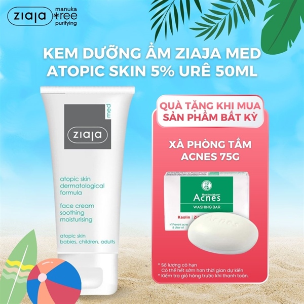 Kem Dưỡng Ziaja Med 5% Ure Atopic Skin Dermatological Formula Atopy Urê Dịu Nhẹ Dưỡng Ẩm 50ml