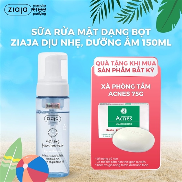 Rửa Mặt Dạng Bọt Ziaja Cleansing Foam Face Wash Dry, Sensitive Skin Siêu Diu Nhẹ Dưỡng Ẩm Làm Mềm 150ml