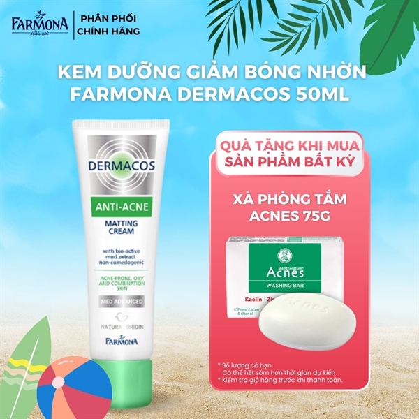 Kem Dưỡng Farmona Dermacos Anti Acne Matting Cream Giảm Bóng Nhờn, Ngừa Mụn 50ml