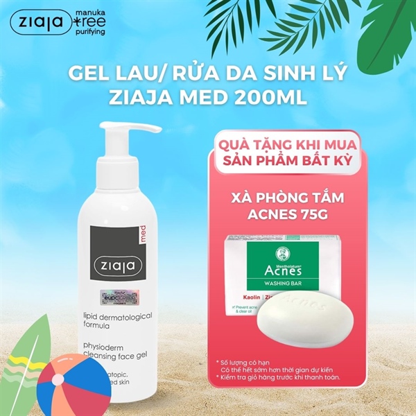 Gel Lau/Rửa Da Sinh Lý Ziaja Med Lipid Dermatological Formula Physioderm Cleasing Face Gel 200ml