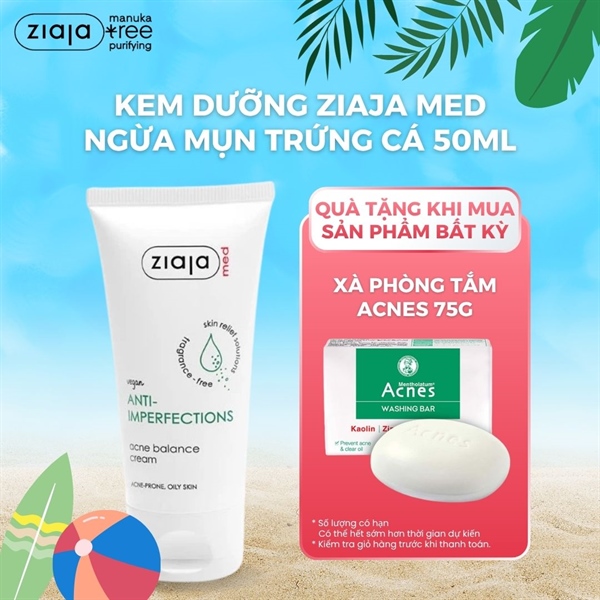 Kem Dưỡng Ziaja Med Anti-Imperfections Acne Cream Giảm Mụn Ngừa Khuẩn 50ml