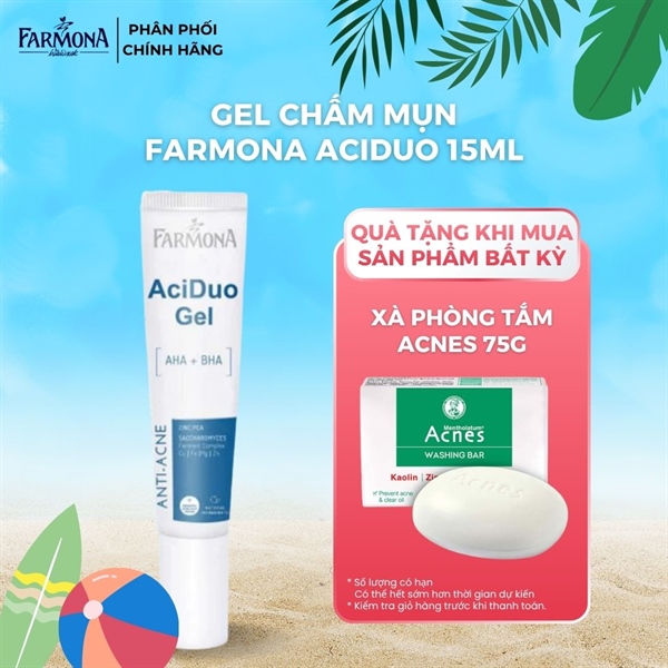 Gel Ngừa Mụn Farmona AciDuo AHA + BHA Anti - Acne Điều Tiết Bã Nhờn, Giảm Mụn 15ml