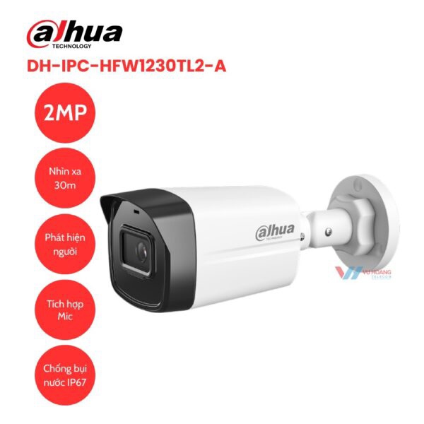 Camera IP 2MP DAHUA DH-IPC-HFW1230TL2-A ( 2MP, Mic, HN 30M)