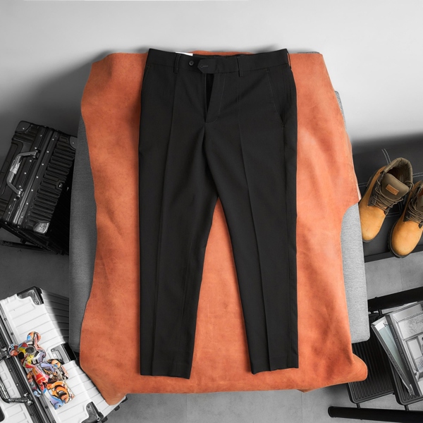 Quần Tây Slim Fit Trơn Đen chỉ xám QT14