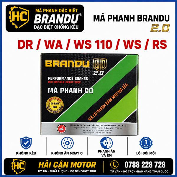 Má phanh cơ Dr/W xanh BRANDU 2.0