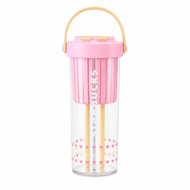 SM24_Colorful Summer Double Drinking Mouth Plastic Straw Cup