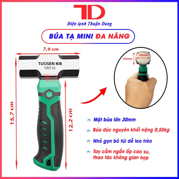 Búa lùn mini Tuosen cầm tay đóng đinh chính hãng đúc nguyên khối, búa Tousen 100110 (1 thùng/60 cái, 1 hộp/6 cái)