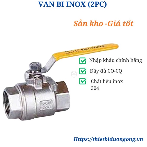 Van bi inox tay gạt (2PC stainless steel ball valve)