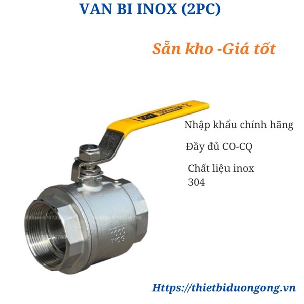 Van bi inox tay gạt (2PC stainless steel ball valve)-B