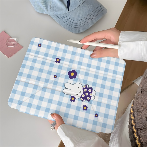 Case Ipad Caro Xanh Hoa Tím - Air6/11Inch