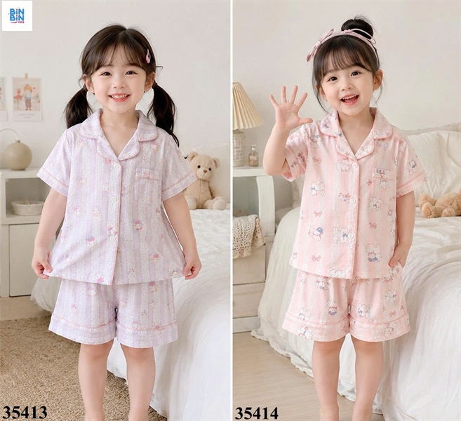 35413- Bộ Pyjama sọc tím viền hồng