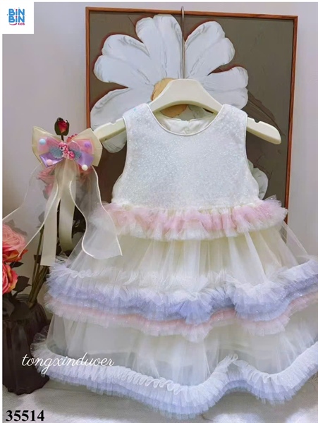 35514-Đầm SN đầm kem tím
