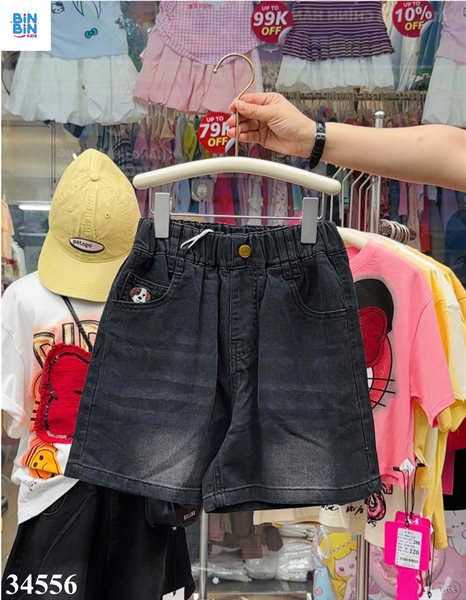 34556- Quần short Jean cún đen
