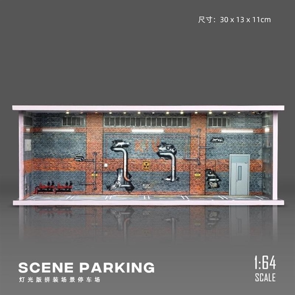 [SGTVN] Shou Cang Jia Diorama 1:64 Bãi Đỗ Xe 6 Slot Set 4 Có Đèn LED #384-C - Factory - LED-84C