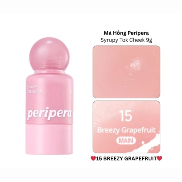 PERIPERA Syrupy Tok Cheek Má Hồng 9g - 15 Breezy Grapefruit