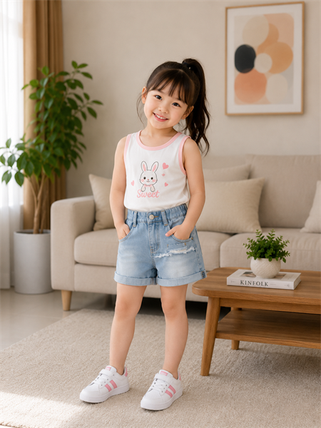 QG SHORT JEAN VIỀN RÁCH NỬA THÂN TRƯỚC LẬT LAI
