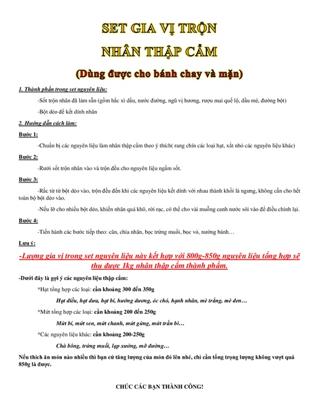 SET GIA VỊ TRỘN NHÂN THẬP CẨM ( SỐT TRỘN+BỘT DẺO)