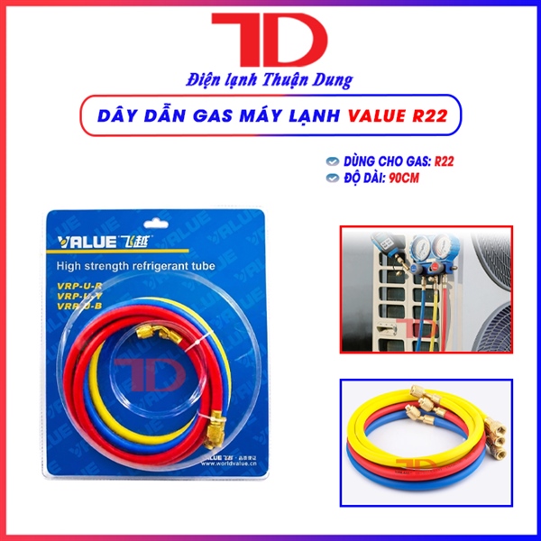 DÂY SẠC GAS VALUE R22 - DÂY DẪN GAS MÁY LẠNH VALUE R22 (Bộ 3 sợi - 90cm)(10b/t)