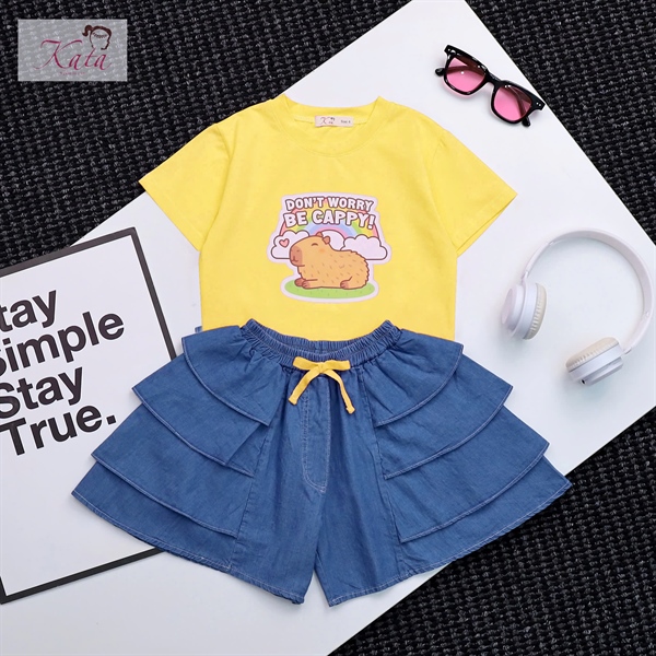 BG QUẦN JEAN 3 TẦNG ÁO IN DON'T WORRY BE CAPY