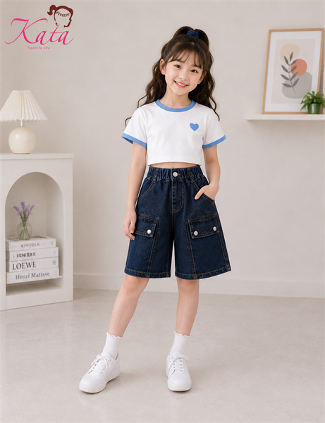 QG NGỐ JEAN XẾP LY 2 NẮP TÚI