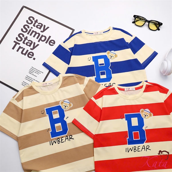 AT TN VẢI SỌC IN GẤU CHỮ B SIZE 4-14, R6