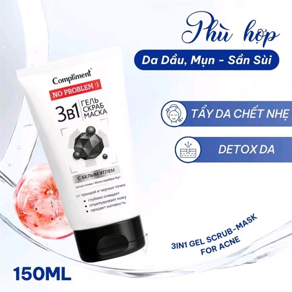 Gel rửa mặt Compliment 3in1 - Than hoạt tính ĐEN (VAT)