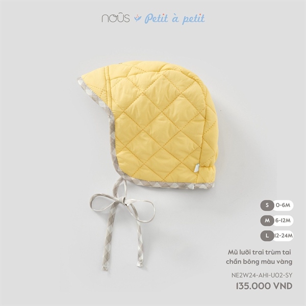 NS2500 - M/L Mũ lưỡi trai trùm tai chần bông màu vàng