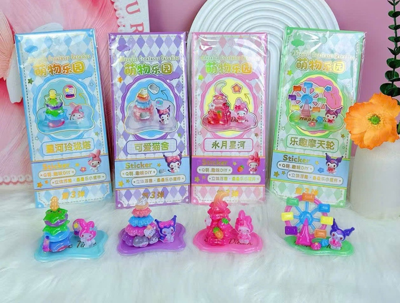 Set 10 tấm sticker HOẠT HÌNH cứng 3D lắp mô hình sáng tạo 6D HOT, CMK-006
