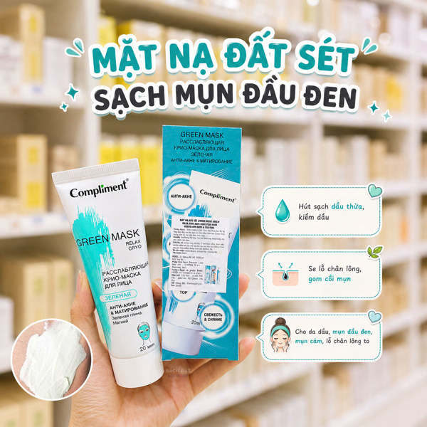(VAT) Mặt nạ đất sét Compliment Green kiềm dầu