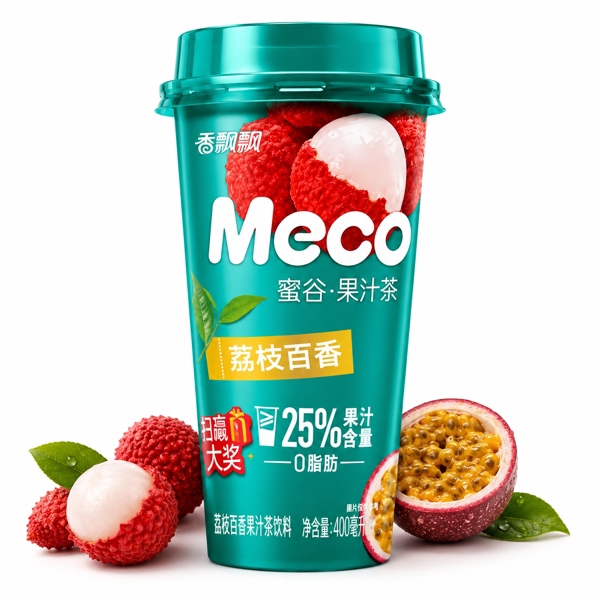 Trà hoa quả MECO vị vải chanh LEO 400ml (15 Cốc/thùng)