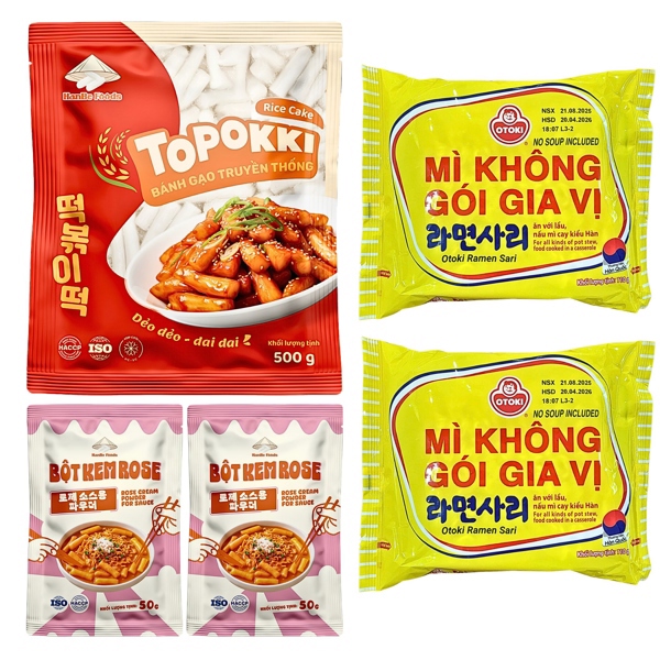 Bánh gạo truyền thống 500g [1 Gói], Bột kem Rose 50g [2 Gói], Mì Không Gói Gia Vị 110g ( VN ) [2 Gói]