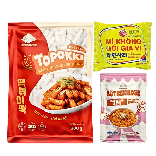 Bánh gạo truyền thống 200g [1 Gói], Bột kem Rose 50g [1 Gói], Mì Không Gói Gia Vị 110g ( VN )[1 Gói]