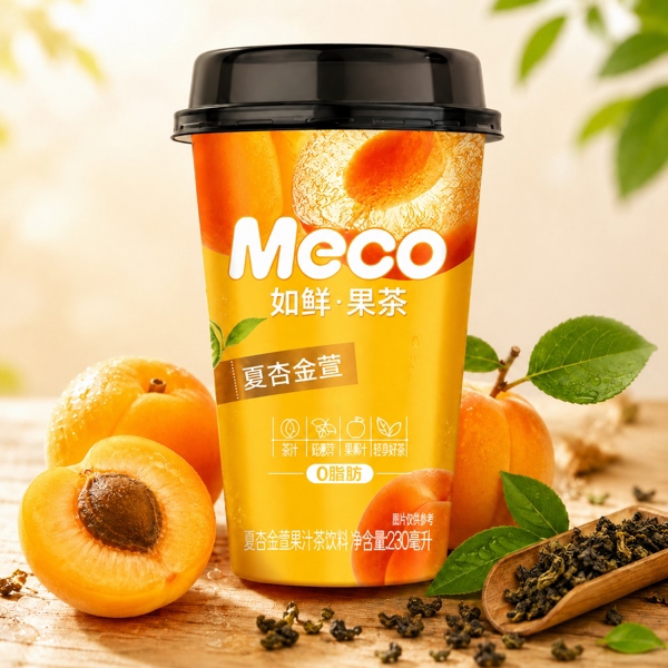 Trà hoa quả meco vị ô long mơ vàng 400ml (15 cốc/thùng )