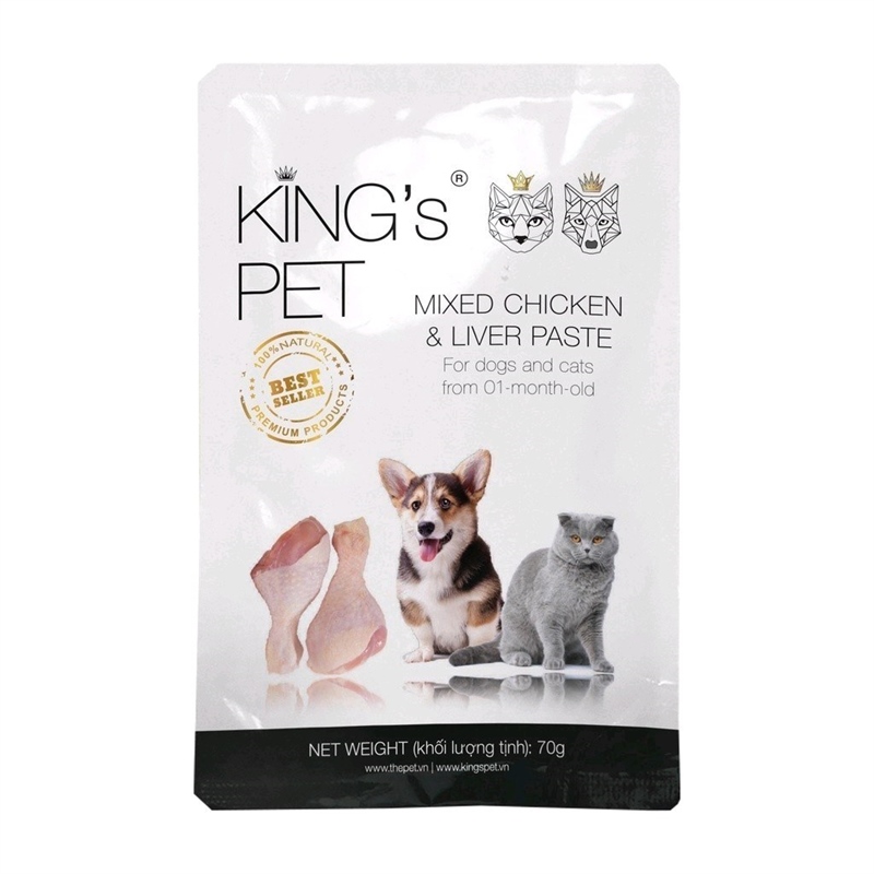 Pate King's Pet chó & mèo vị Gà Gan 70g