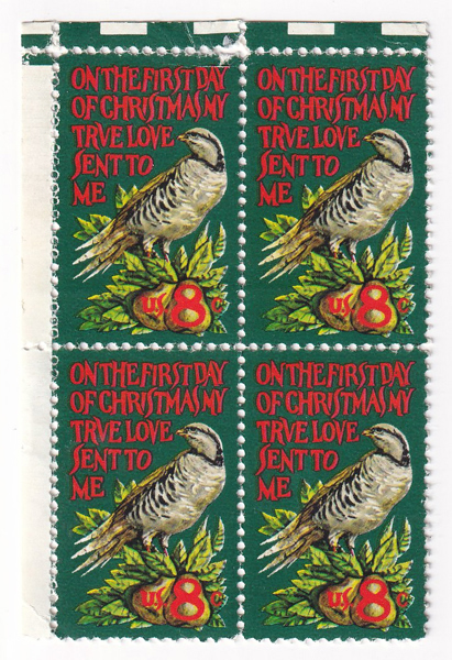 [THANH LÝ] Khối 4 Tem Bưu Chính Mỹ | USA - Partridge in a Pear Tree 1971 (4) | Mint