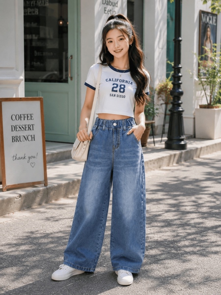 Quần Jean Dài Bé Gái Suông